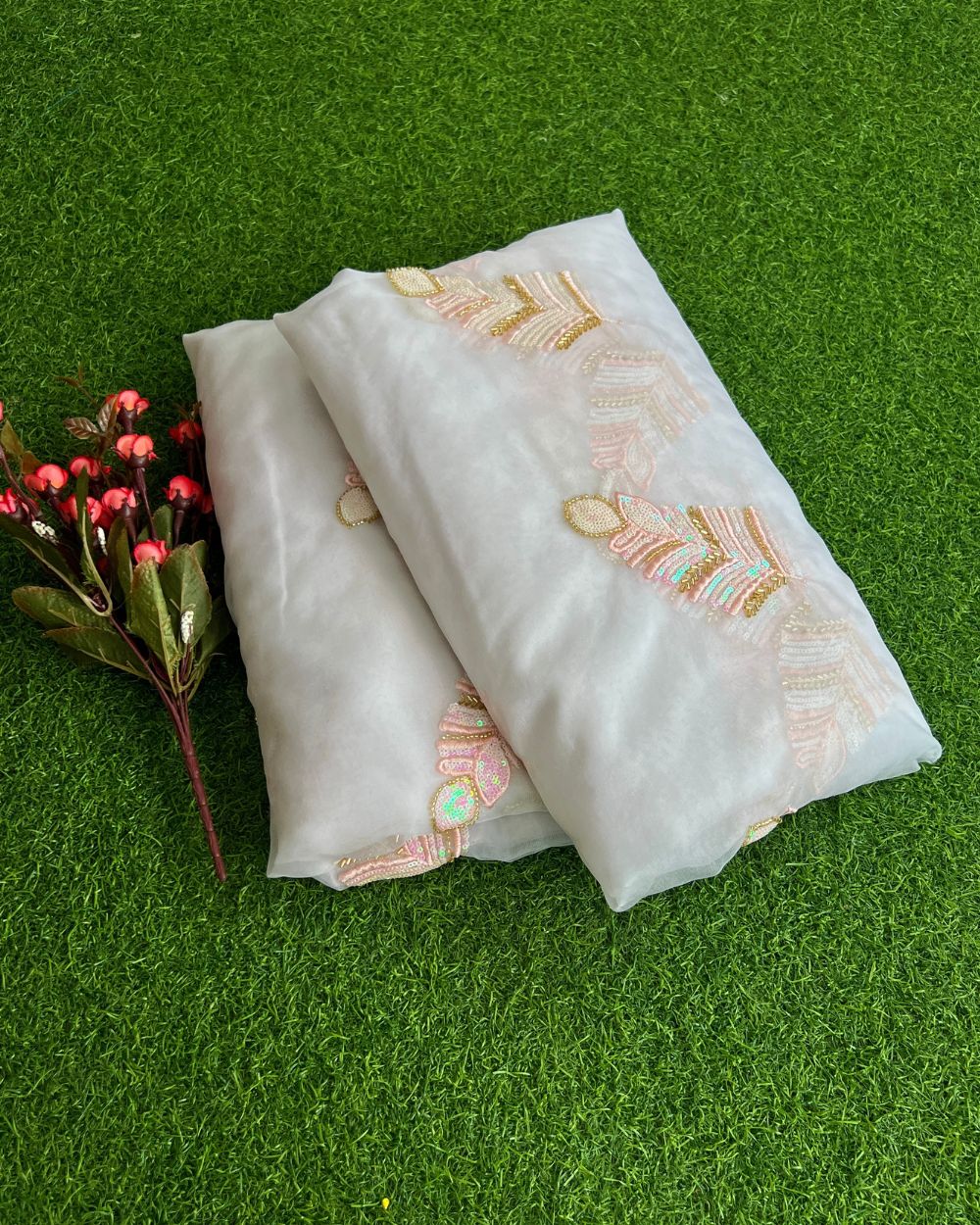 Dyeable Organza Work White Colour 45 Inches Width