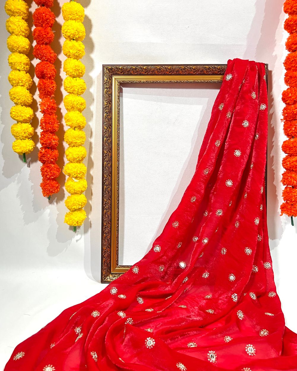 Space Silk Work Red Colour 46 Inches Width