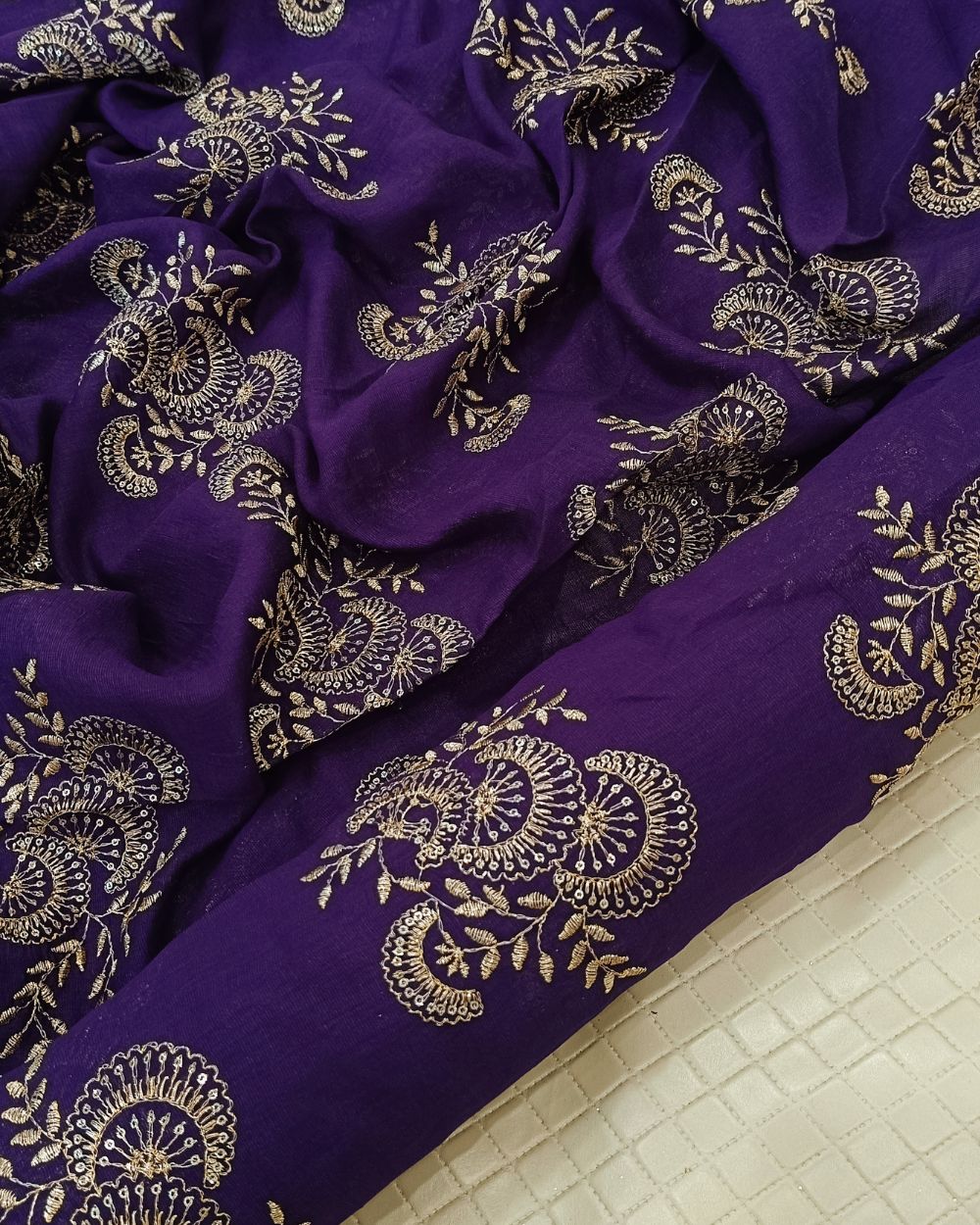 Jute Work Purple Colour 42 Inches Width