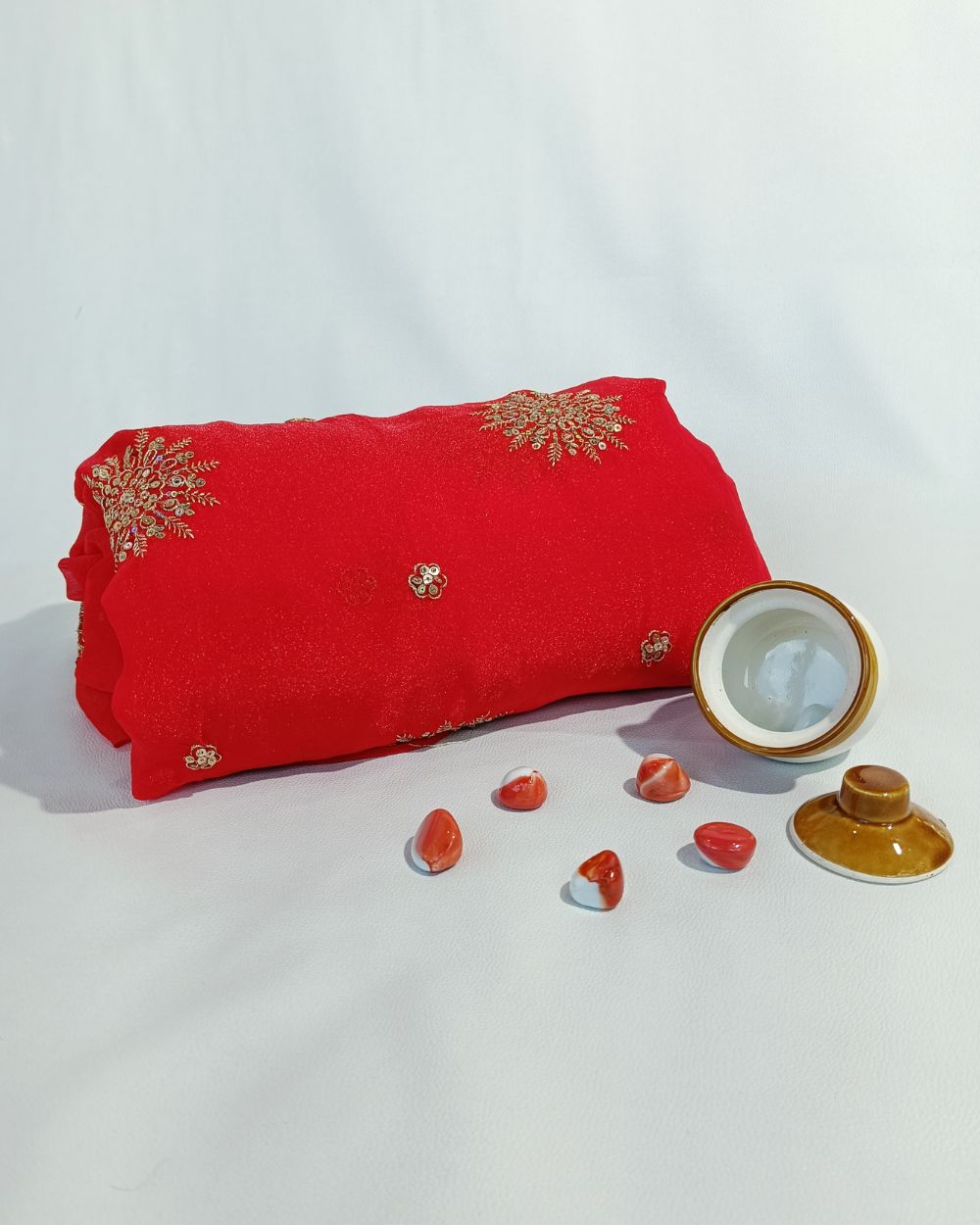 Premium Georgette Work Red Colour 48 Inches Width