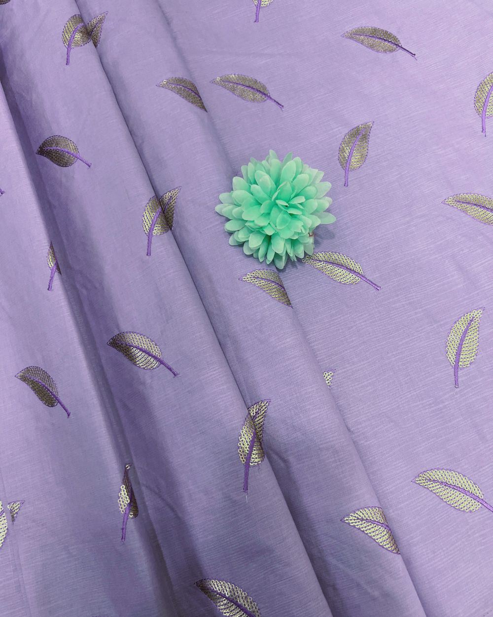 Cotton Work Lavender Colour 44 Inches Width