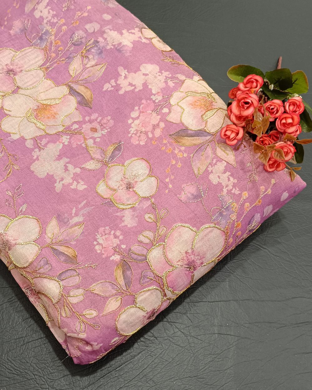 Chanderi Work Pastel Pink Colour 45 Inches Width