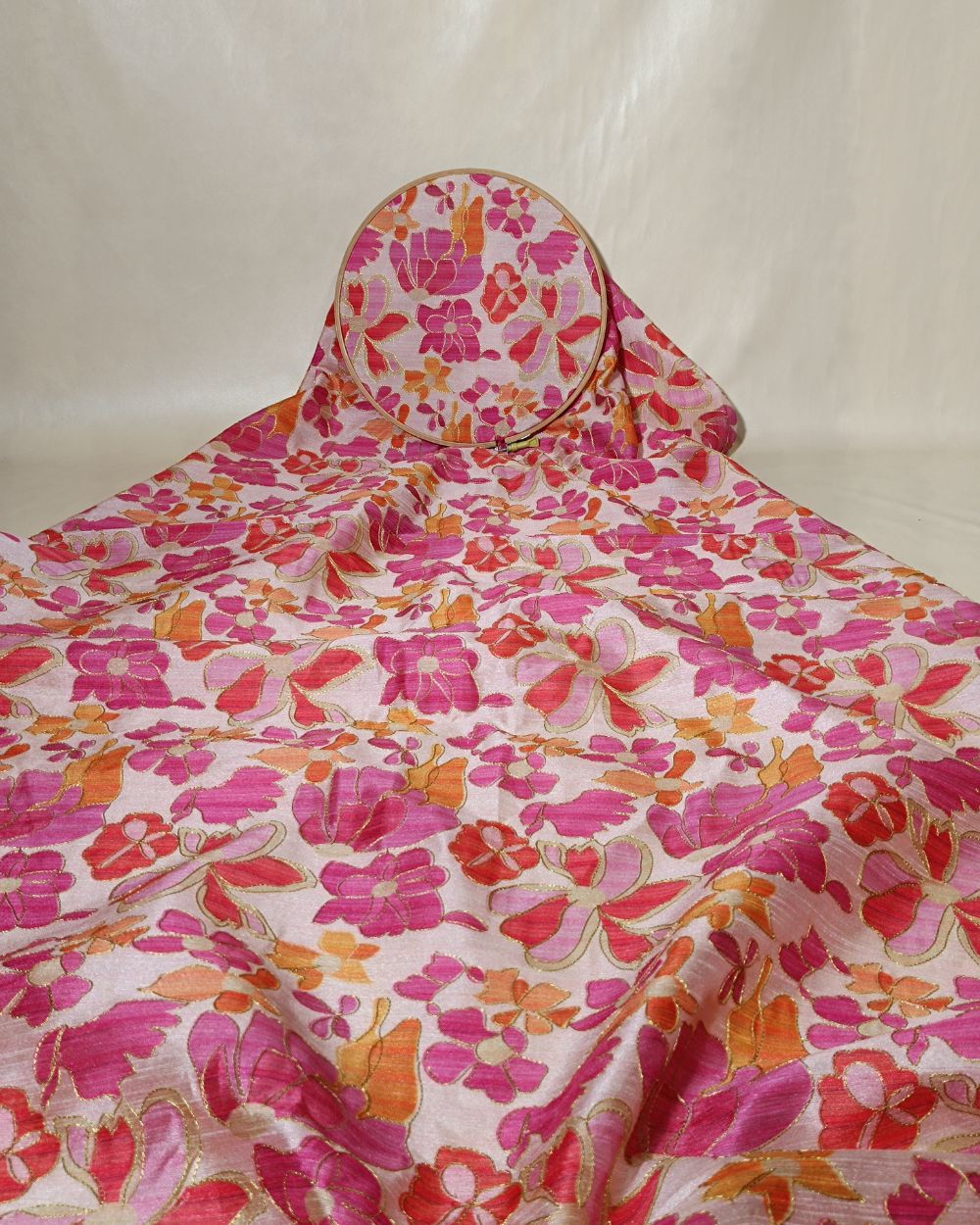 Mulberry Work Rani Pink Colour 44 Inches Width