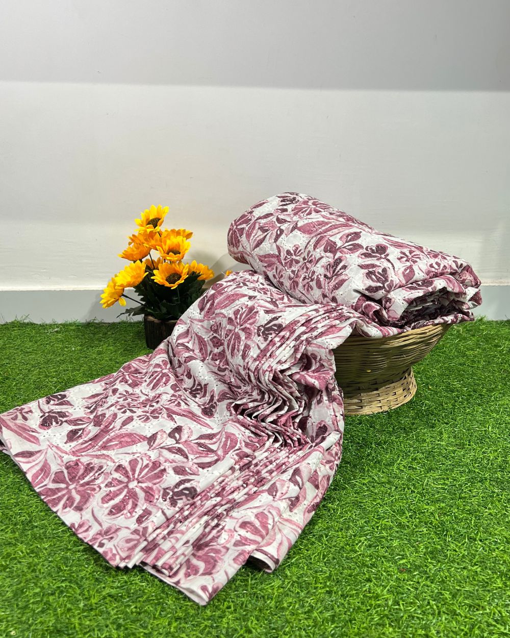 Printed Hakoba Cotton Wine Colour 46 Inches Width