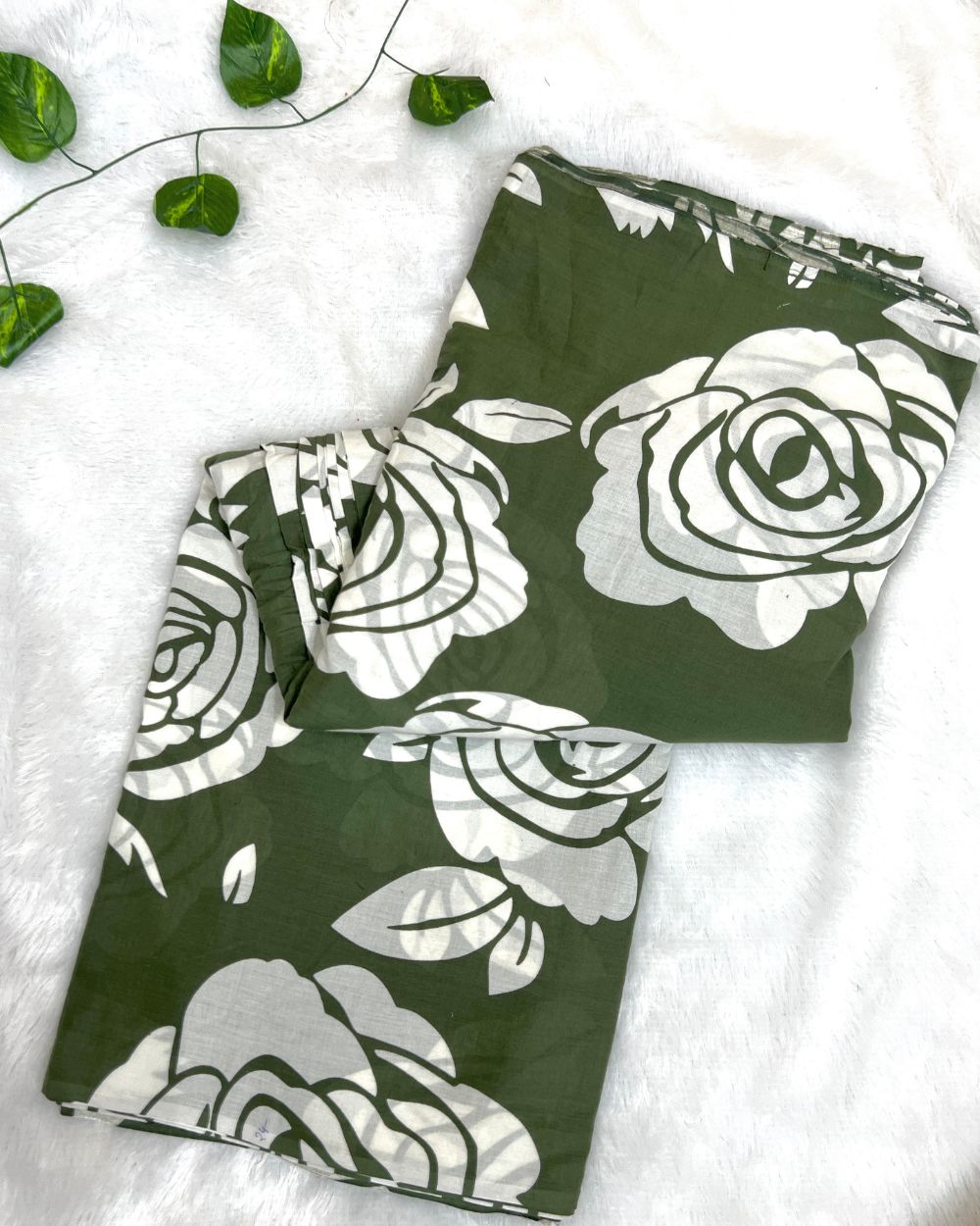 Printed Cotton Moss Green Colour 42 Inches Width