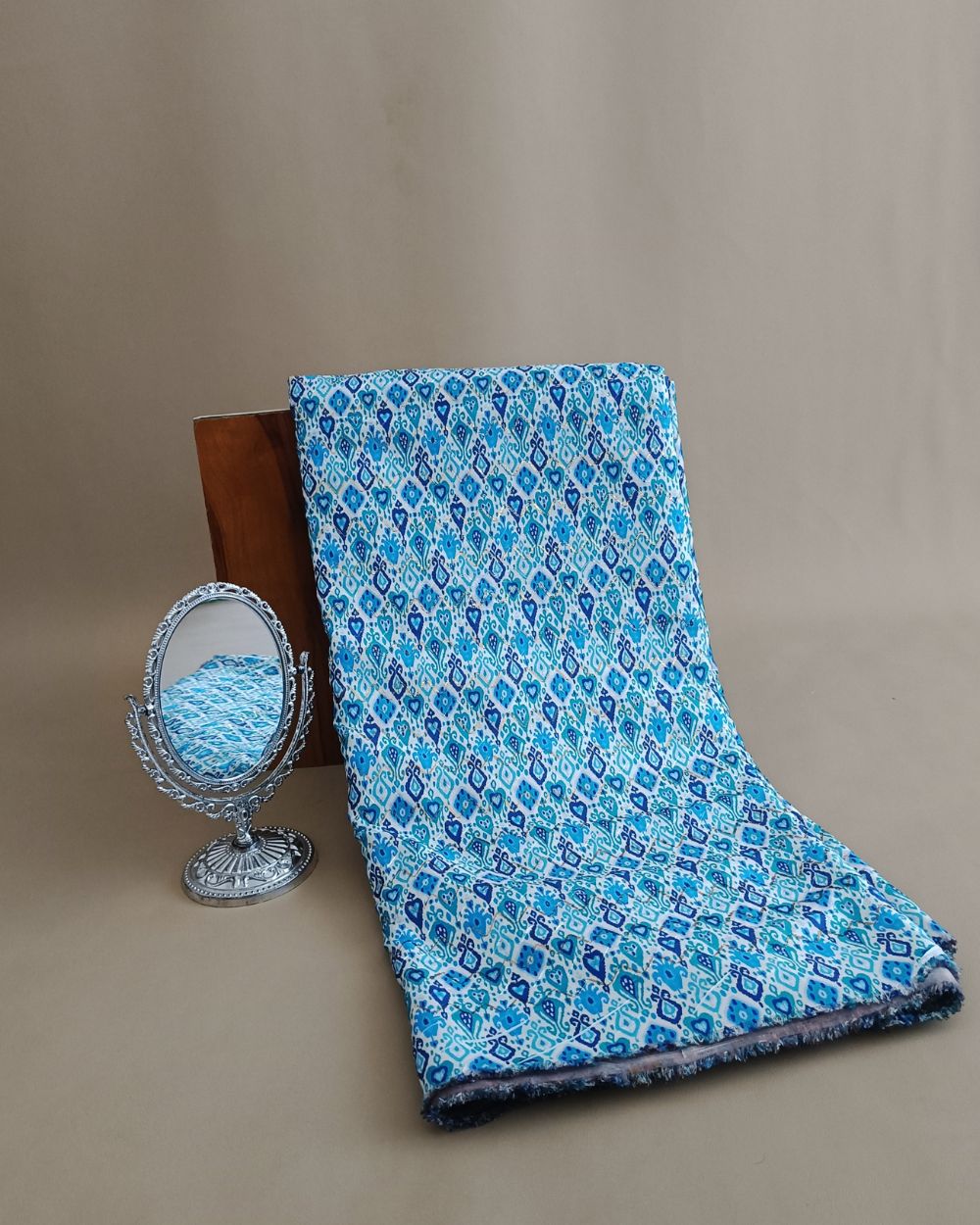 Silk Crochet Work  Blue Colour 42 Inches Width