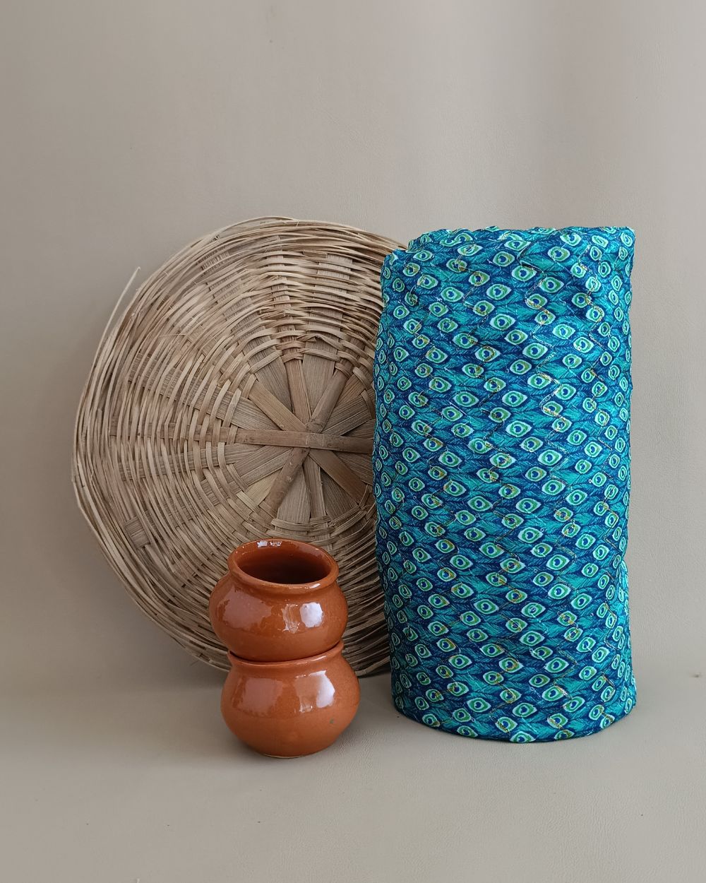 Silk Crochet Work  Peacock Blue Colour 42 Inches Width