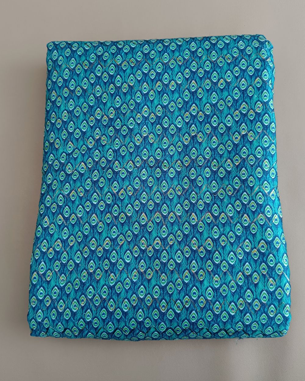 Silk Crochet Work  Peacock Blue Colour 42 Inches Width