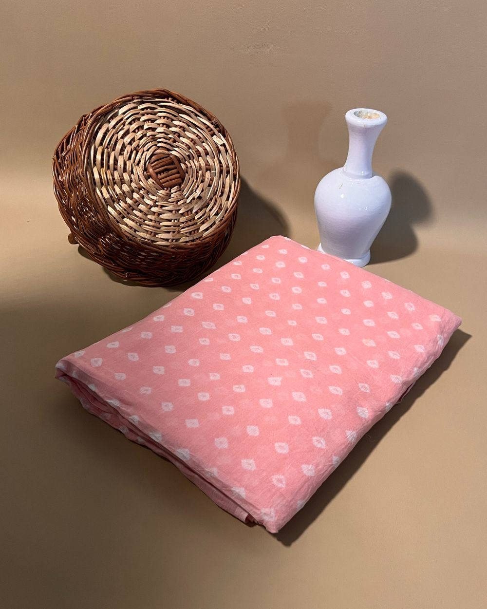 Pure Soft  Cotton Bandhani Print Light Peach Colour 44 Inches Width