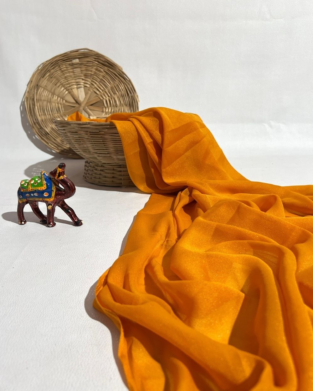 Plain Star Georgette Mango Yellow Colour 44 Inches Width