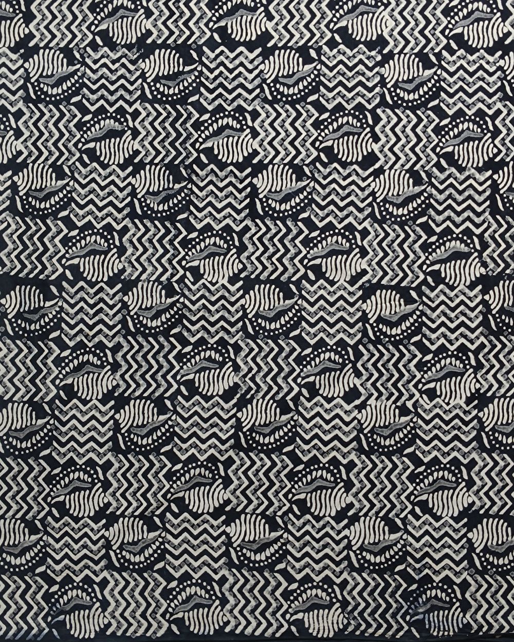 Hand Block Printed Cotton Monochrome Black Colour 42 Inches Width