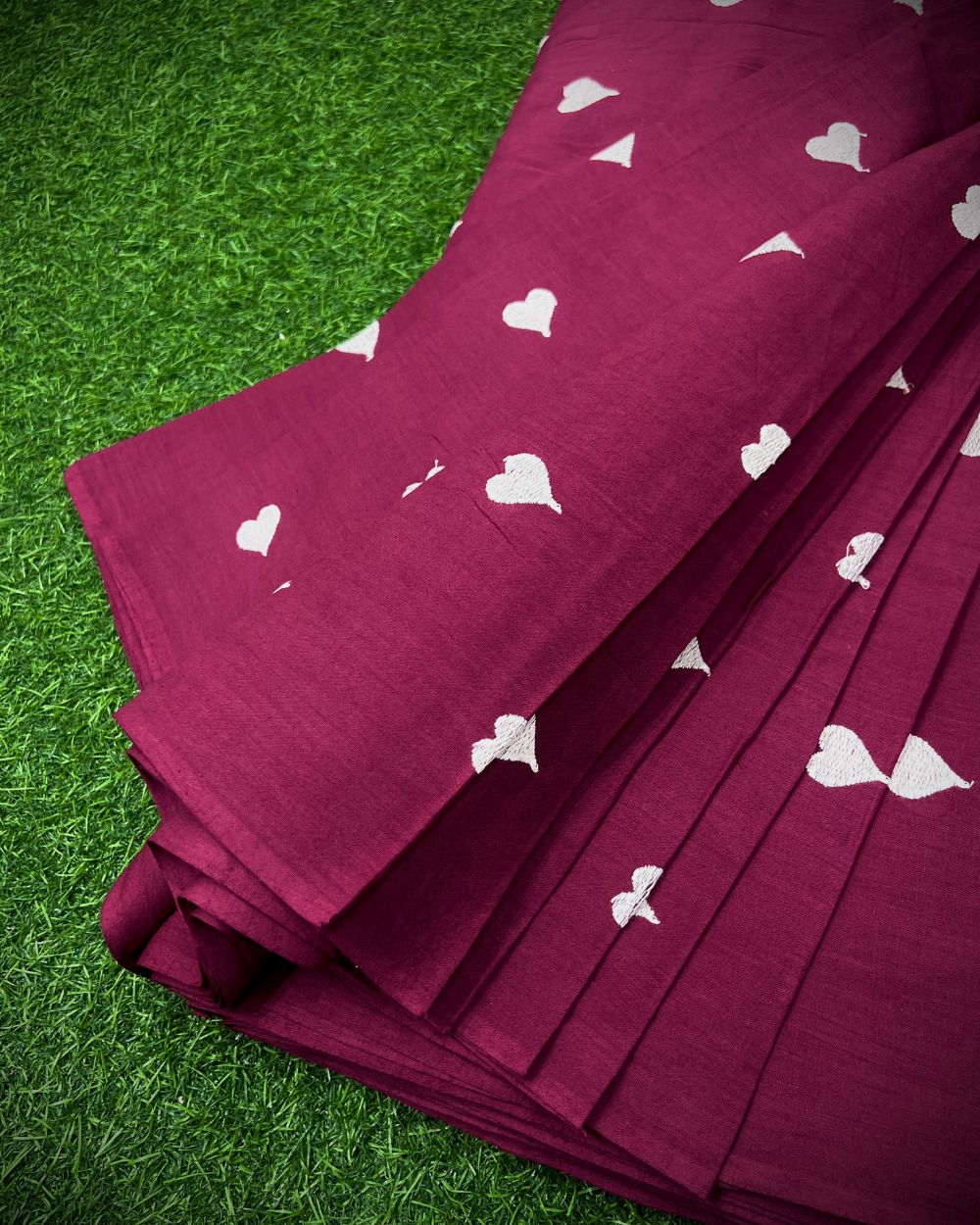 Kora Cotton Work Wine Colour 42 Inches Width