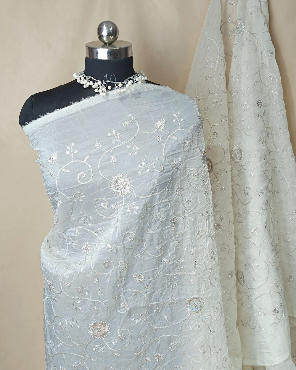 Gold Crush Work Off White Colour 44 Inches Width