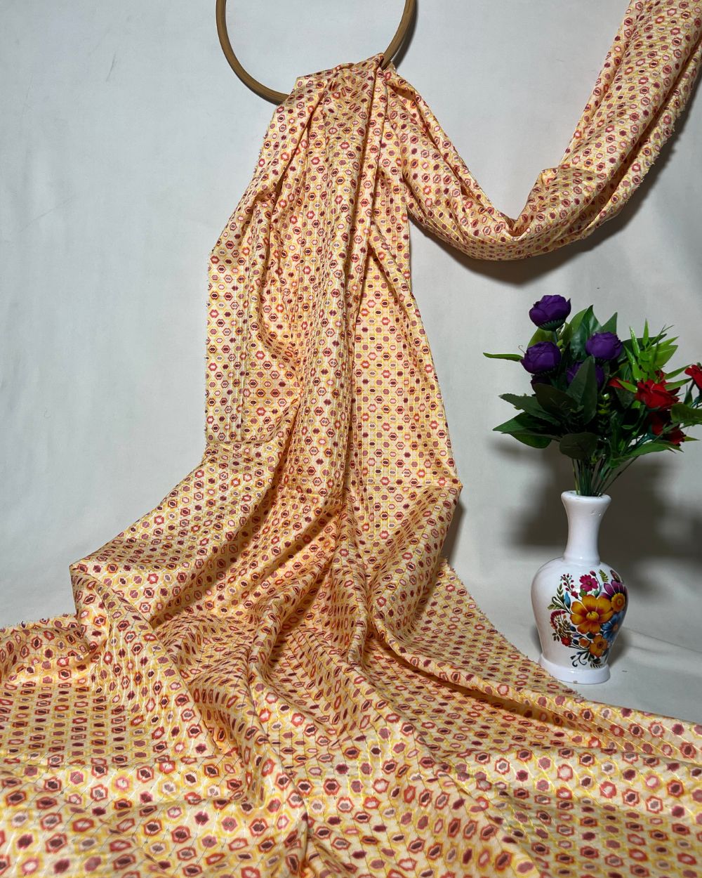 Silk Crochet Work Multicolor 44 Inches Width