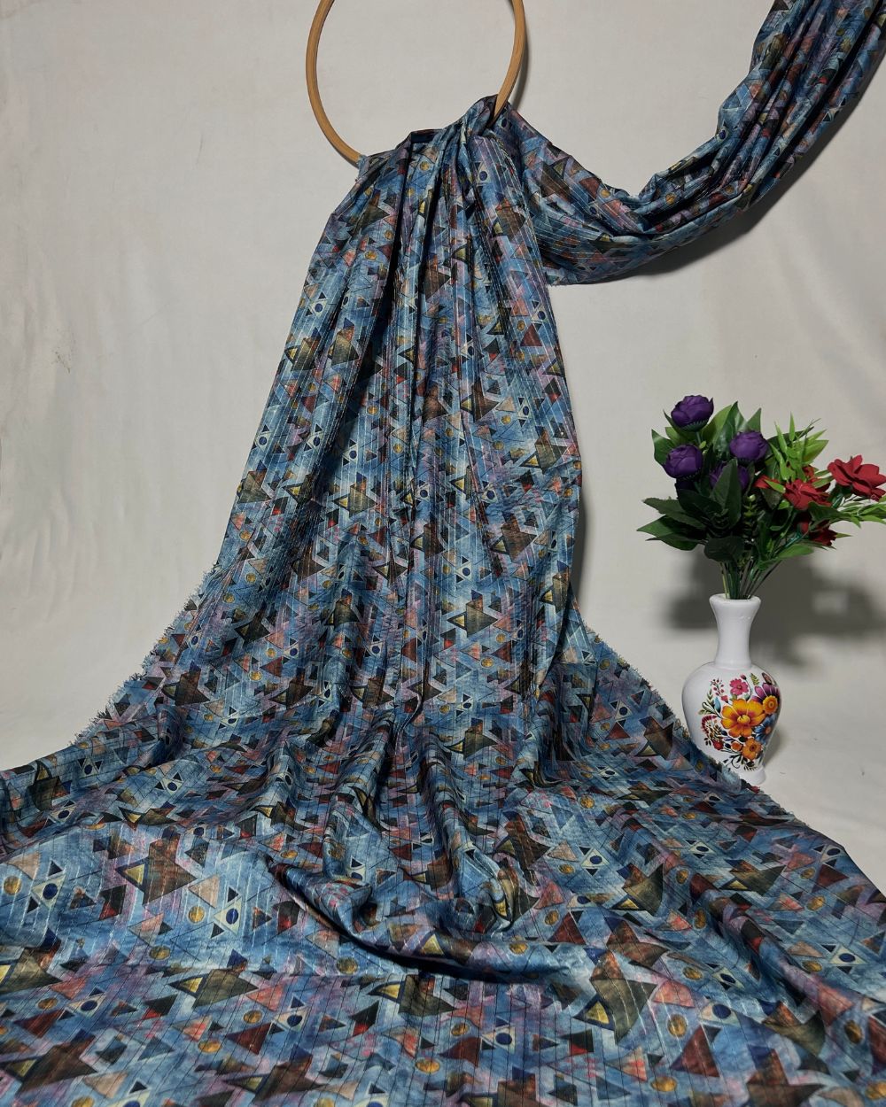 Silk Crochet Work Multicolor 44 Inches Width