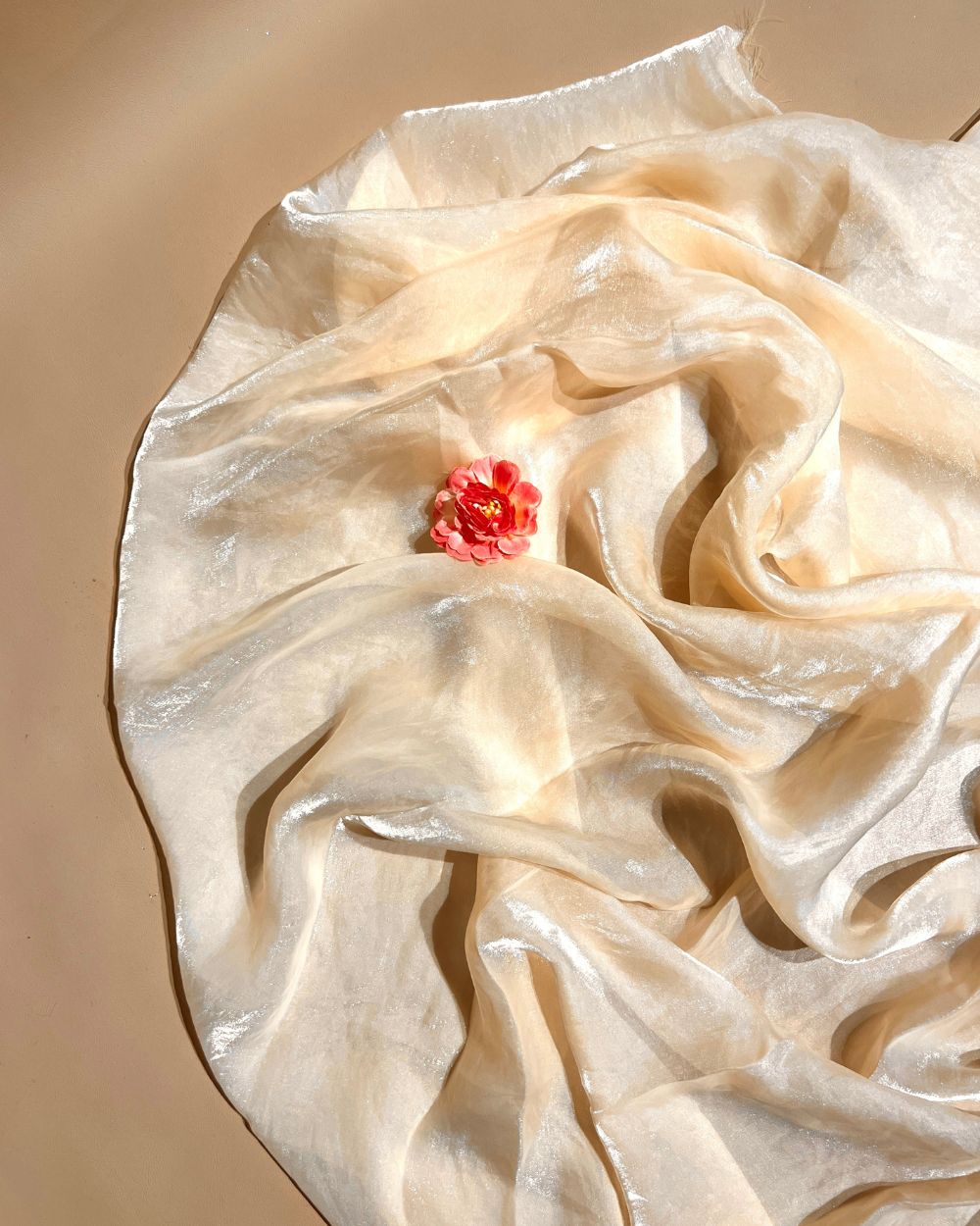 Plain Space Silk (Fendy Satin) Cream Colour 45 Inches Width