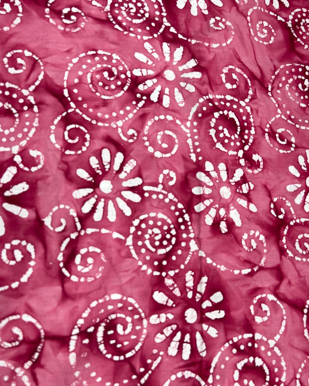 Cotton Hand Blocked Wax Batik Print Blush Pink Colour 44 Inches Width