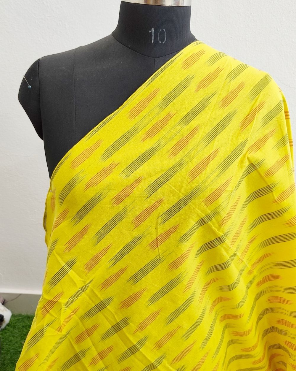 Woven Pure Cotton Ikat Yellow Colour 42 Inches Width