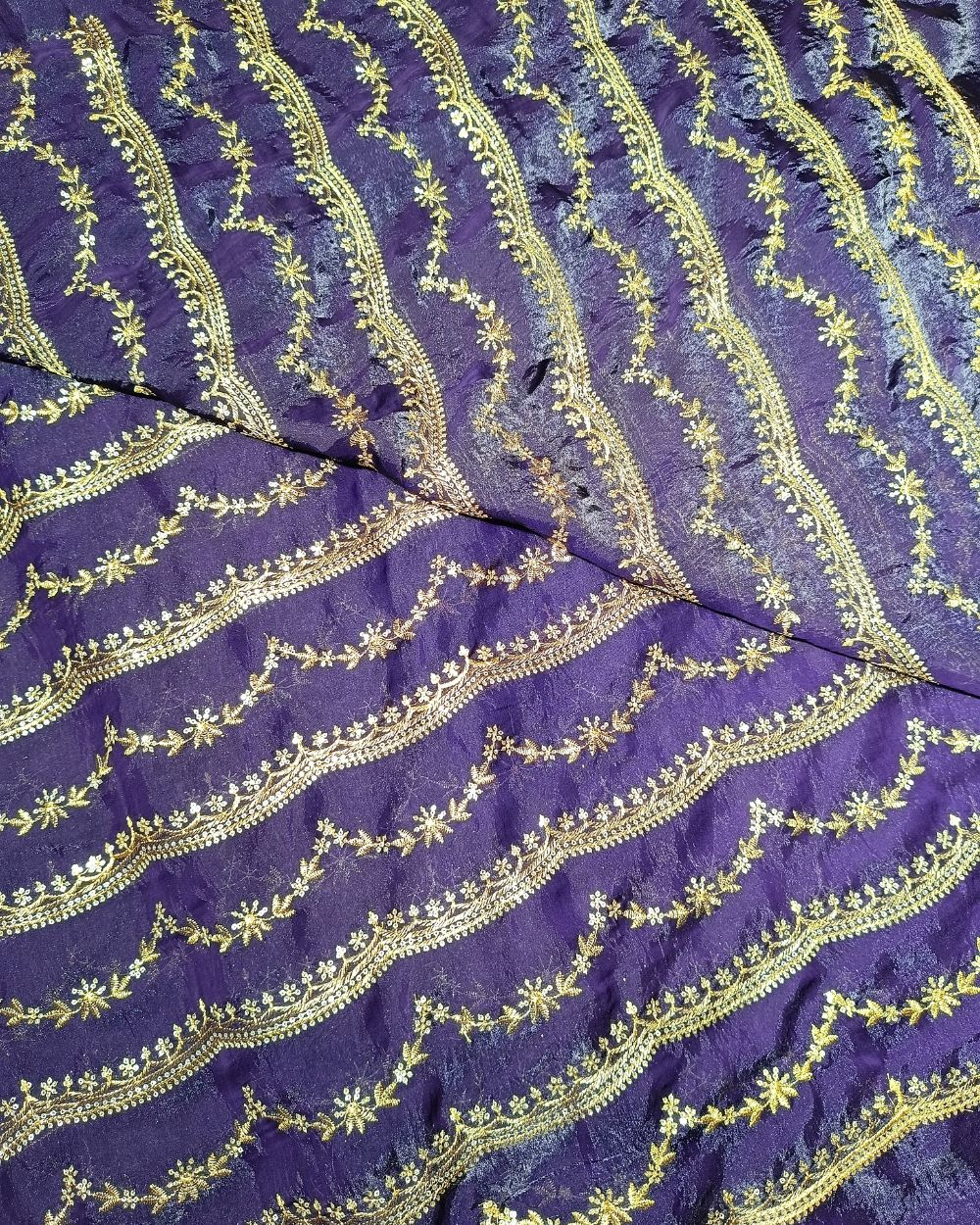 Space Silk Work Dark Purple Colour 46 Inches Width