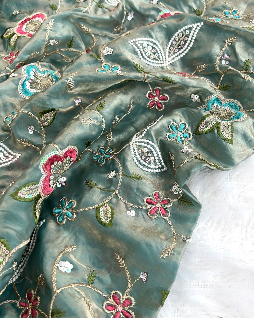Space Silk Work Grey Colour 42 Inches Width