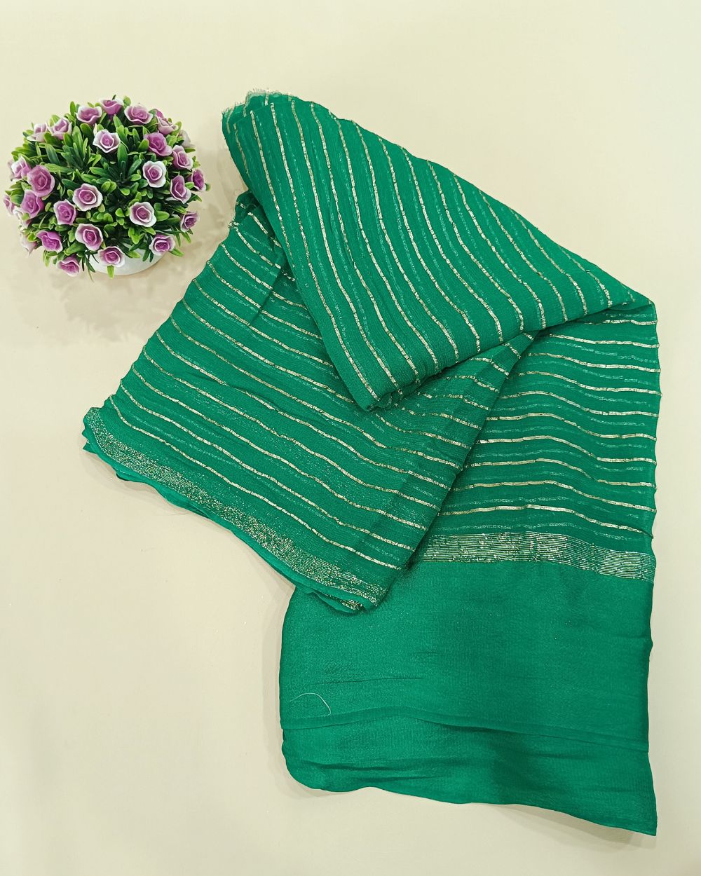 Pure Viscose Saree Without Blouse Turquoise Green Colour