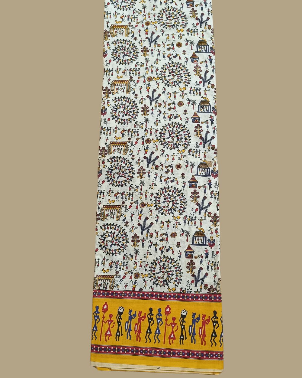 Cotton Warli Print White Colour 44 Inches Width