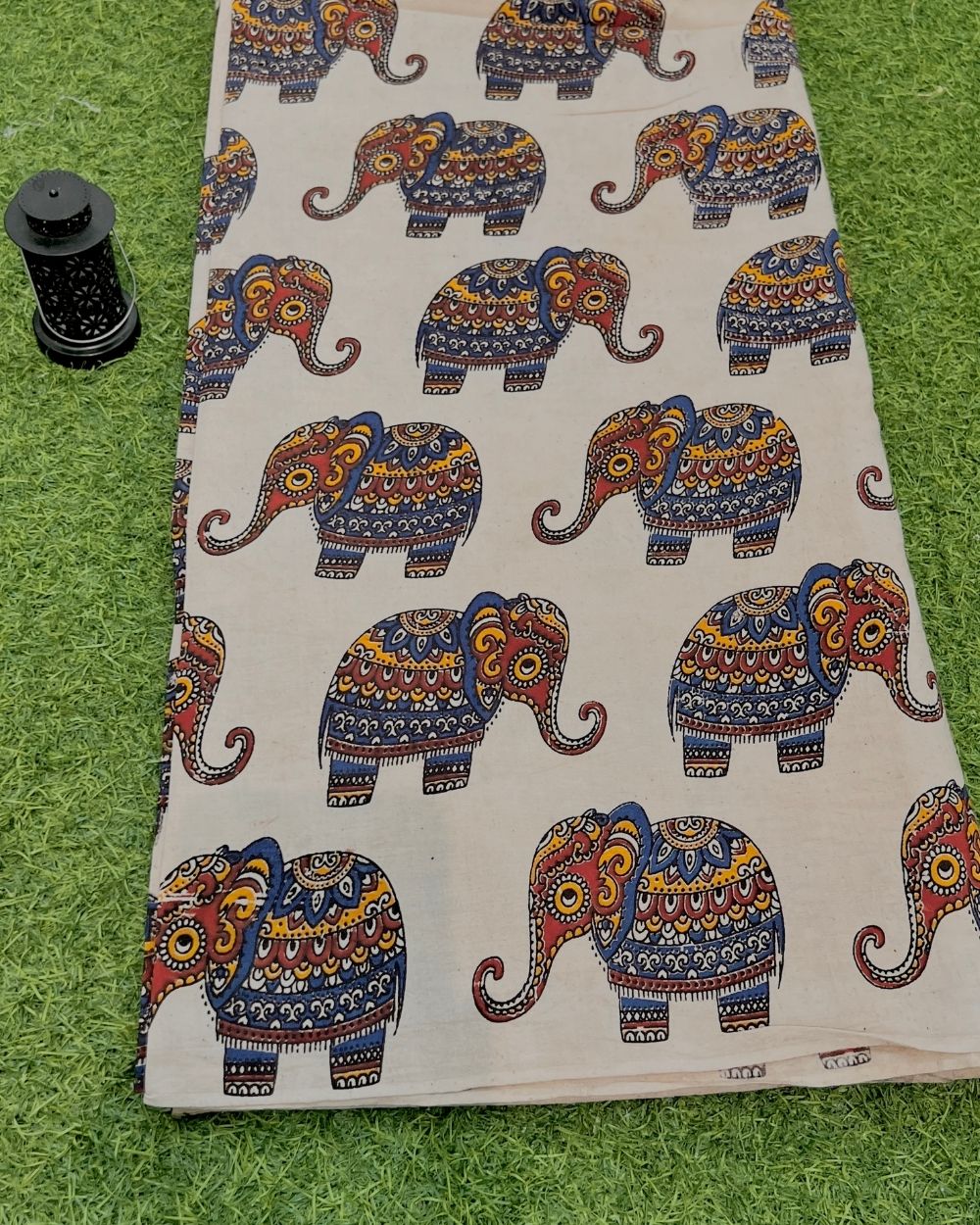 Hand Block Printed Cotton Kalamkari Cream Colour 47 Inches Width
