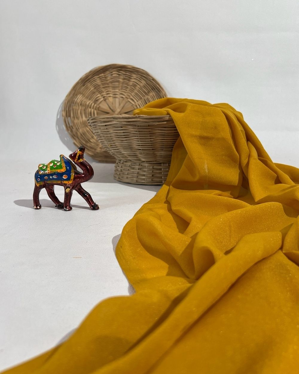 Plain Star Georgette Mustard Yellow Colour 44 Inches Width