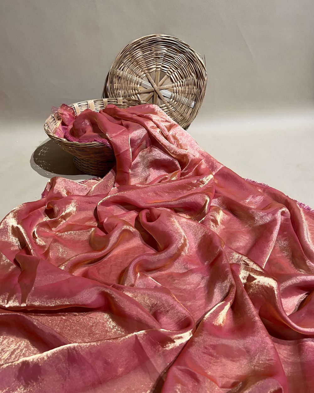 Plain Space Silk (Fendy Satin) Peach Colour 45 Inches Width