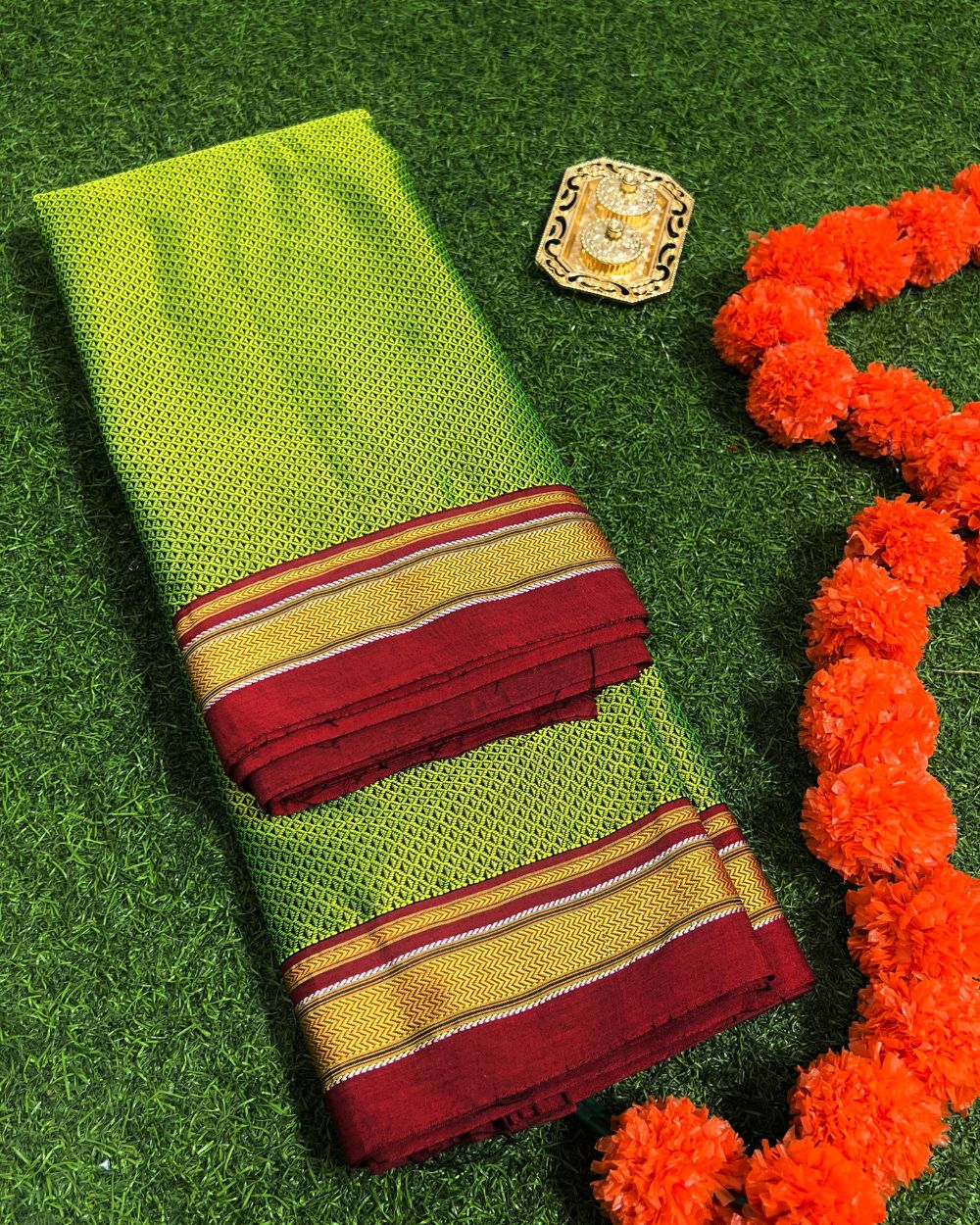 Cotton Khun Parrot Green Colour 36 Inches Width