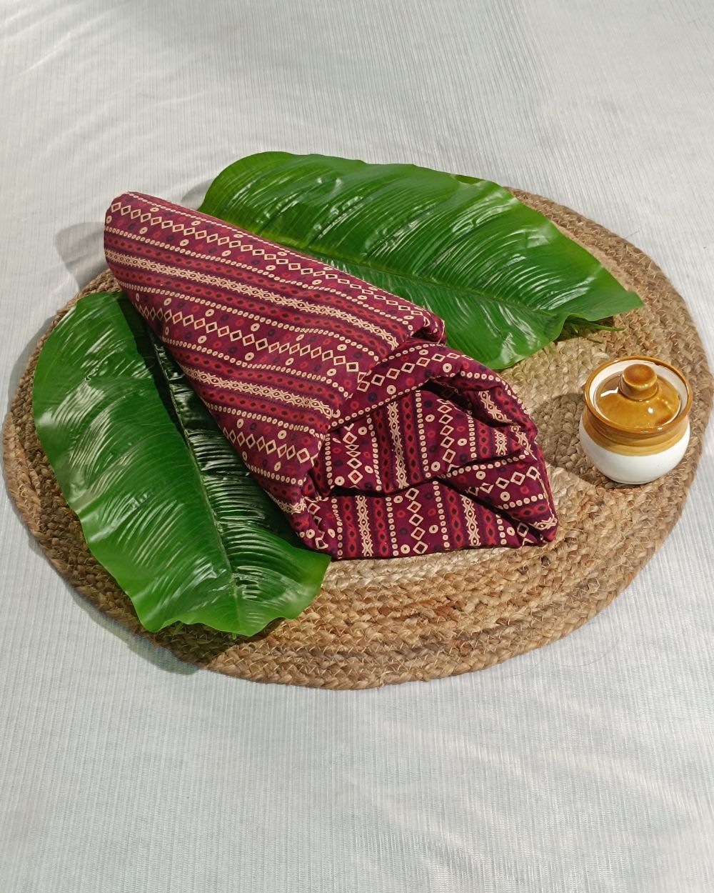 Ajrakh Cotton Natural Dye Block Printed Maroon Colour 44 Inches Width
