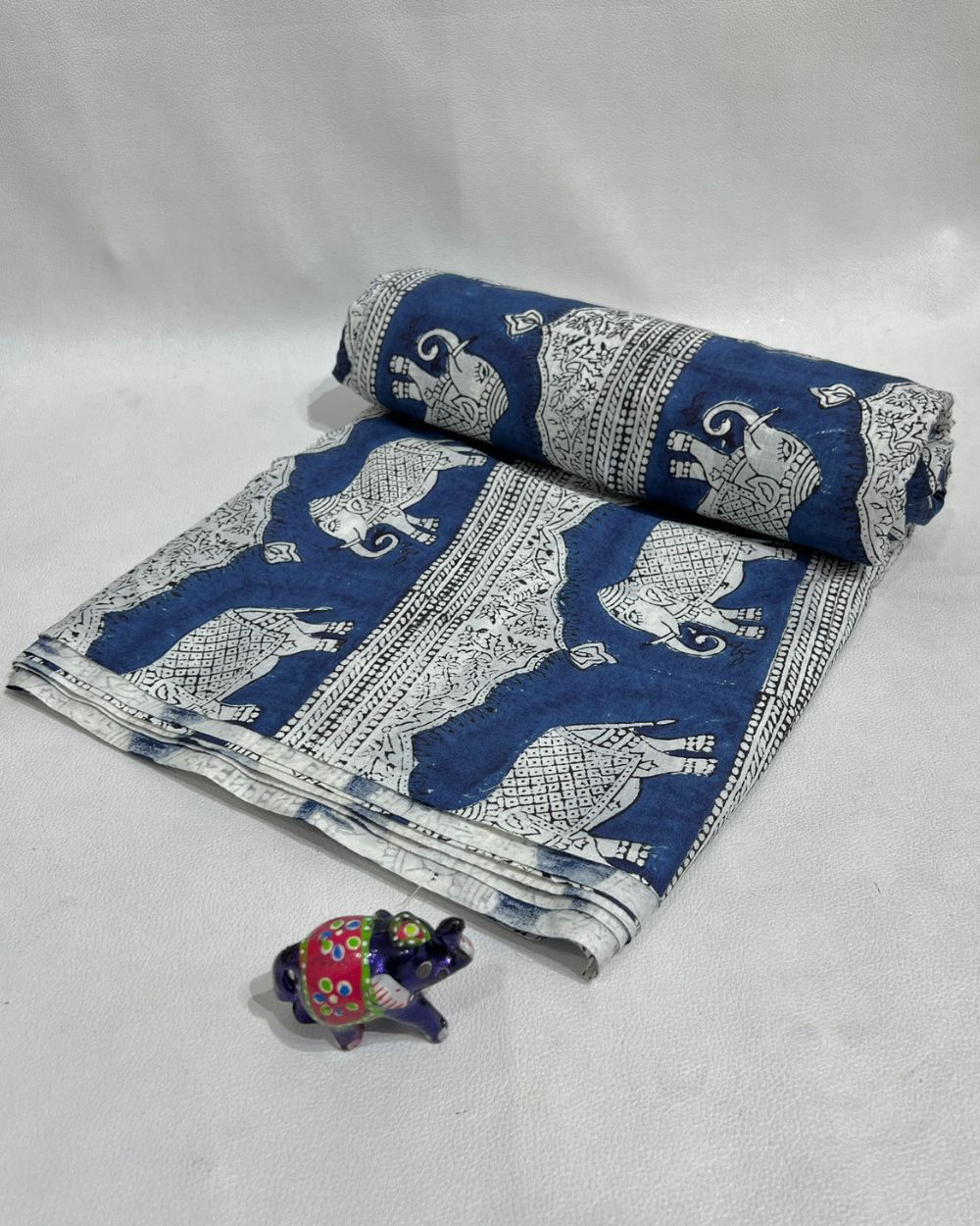 Hand Block Printed Cotton Indigo Blue Colour 44 Inches Width