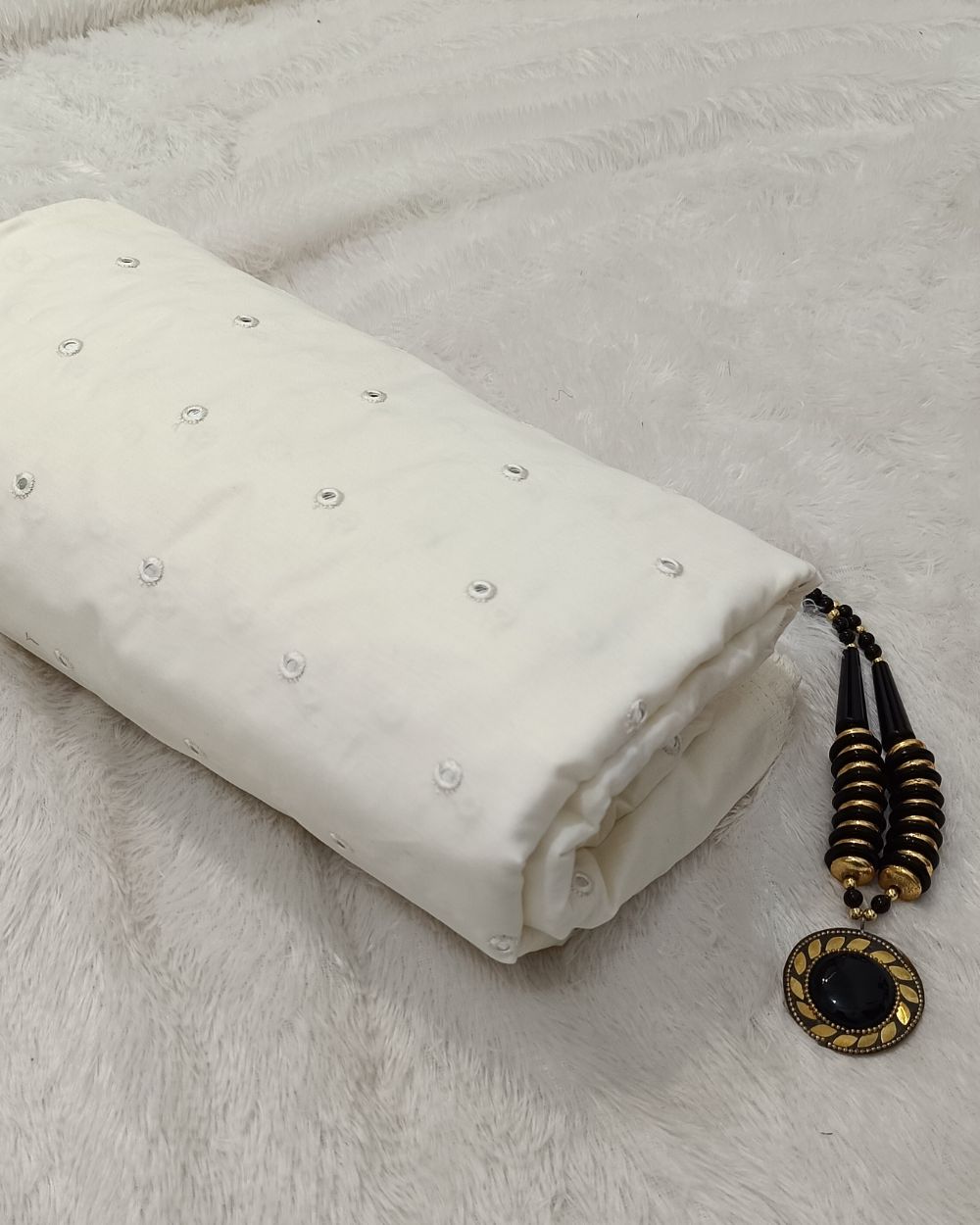 Cotton Abla Work Off White Colour 42 Inches Width