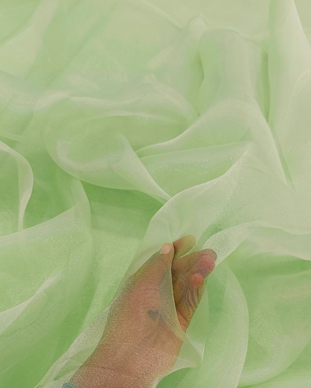 Plain Organza Light Pista Green Colour 45 Inches Width