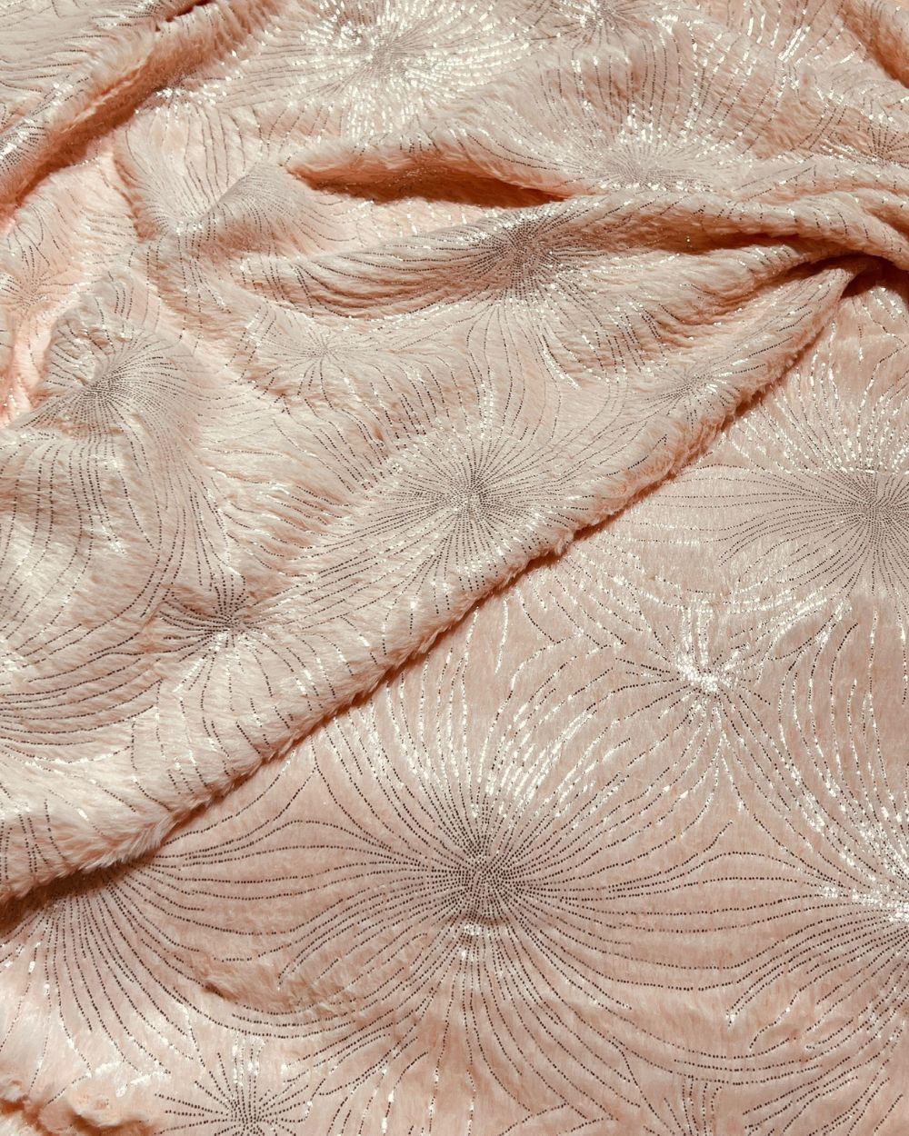 Imported Printed Foil Fur Peach Colour 60 Inches Width