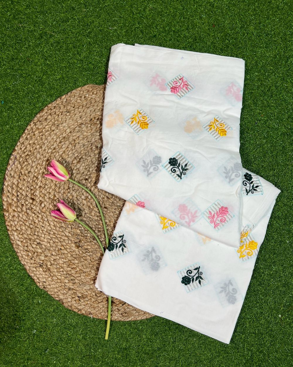 Cotton Work White Colour 44 Inches Width