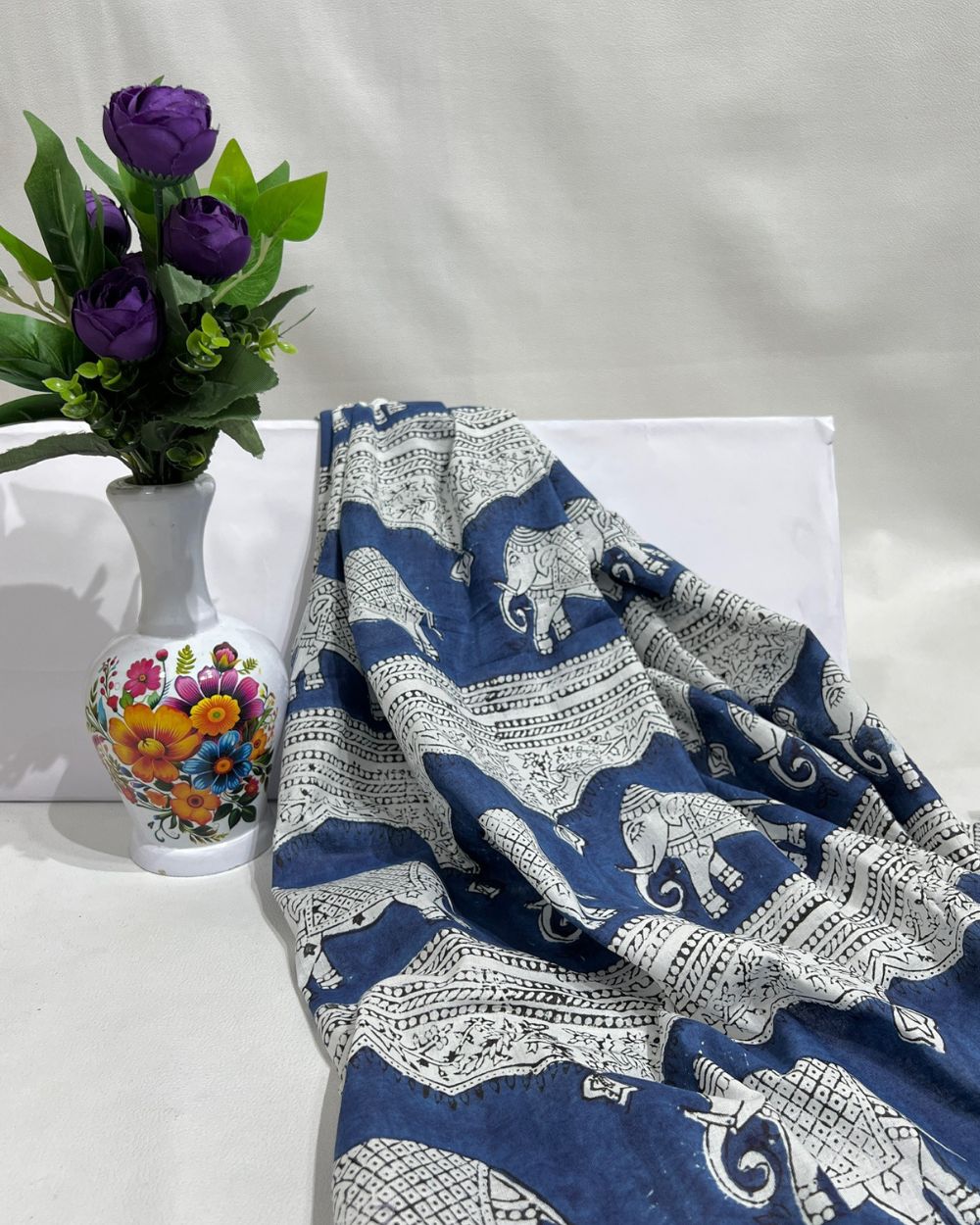 Hand Block Printed Cotton Indigo Blue Colour 44 Inches Width