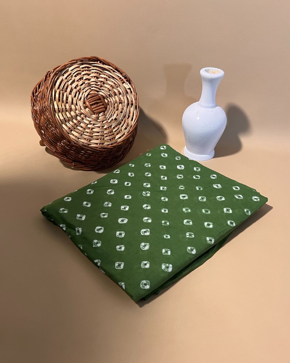 Pure Soft  Cotton Bandhani Print Green Colour 44 Inches Width