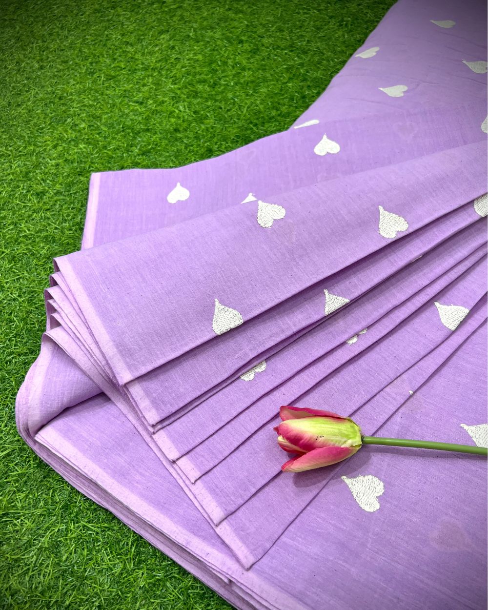 Kora Cotton Work Lavender Colour 42 Inches Width