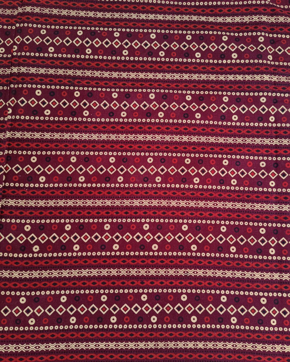 Ajrakh Cotton Natural Dye Block Printed Maroon Colour 44 Inches Width