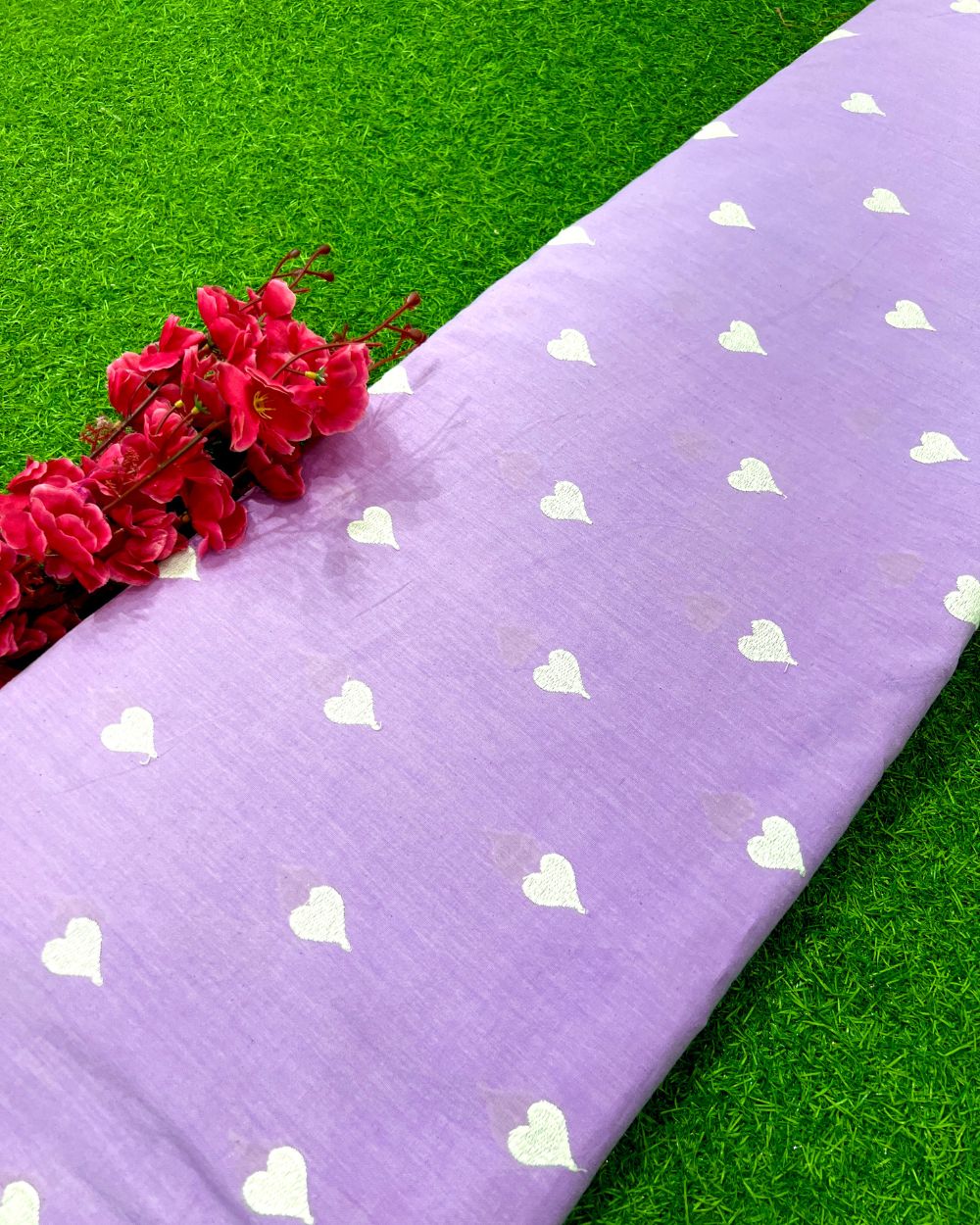 Kora Cotton Work Lavender Colour 42 Inches Width