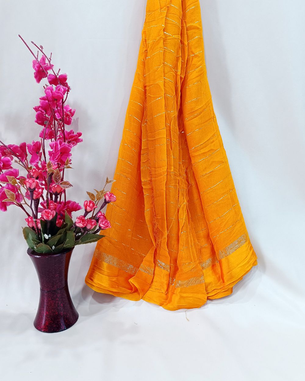 Pure Viscose Saree Without Blouse Mango yellow Colour
