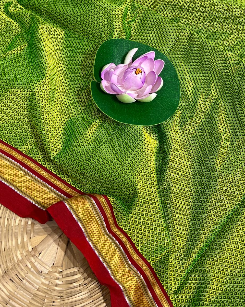 Cotton Khun Parrot Green Colour 36 Inches Width