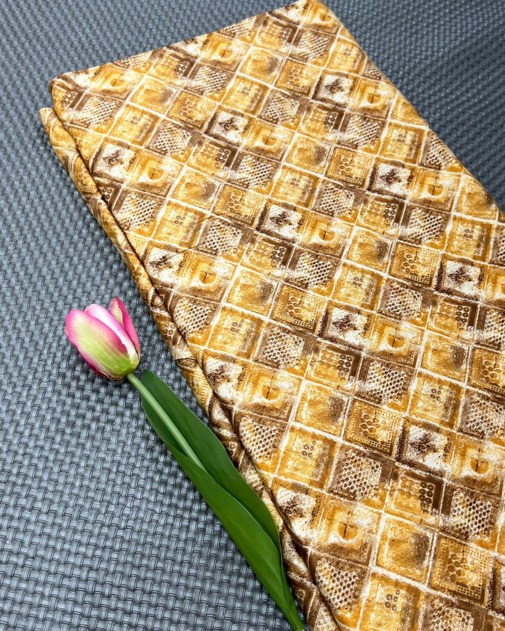 Printed Glazed Cotton Mustard Yellow Colour 42 Inches Width