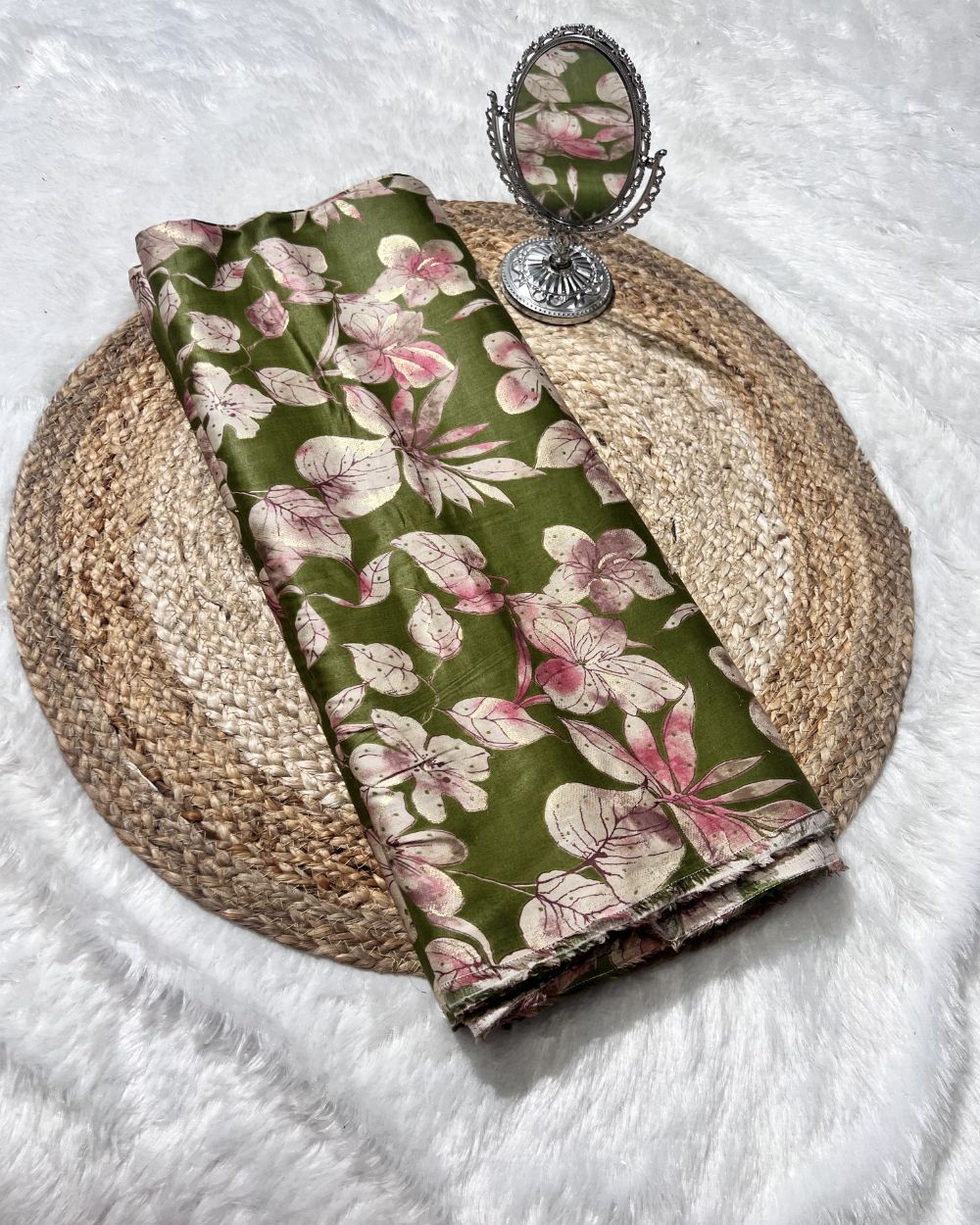 Printed Glaze Cotton Mehandi Green Colour 42 Inches Width