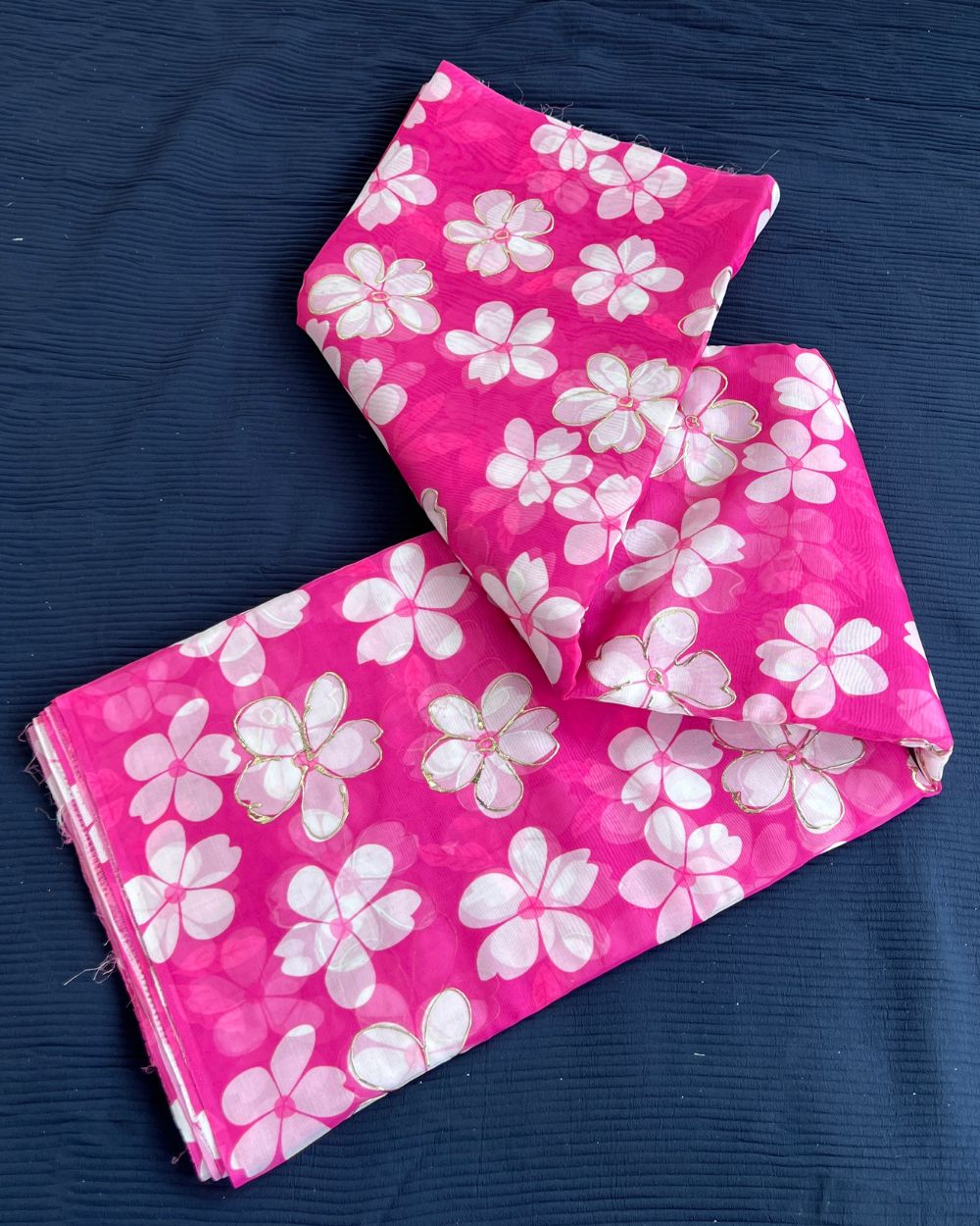 Premium Printed Organza Foil Pink Colour 43 Inches Width