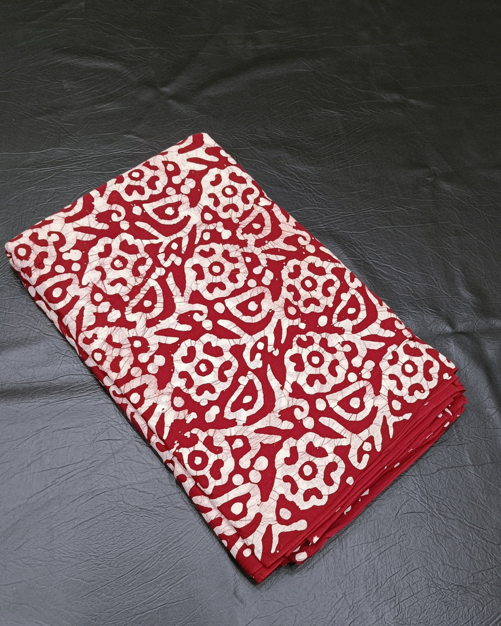 Cotton Hand Blocked Wax Batik Print Dark Maroon Colour 40 Inches Width