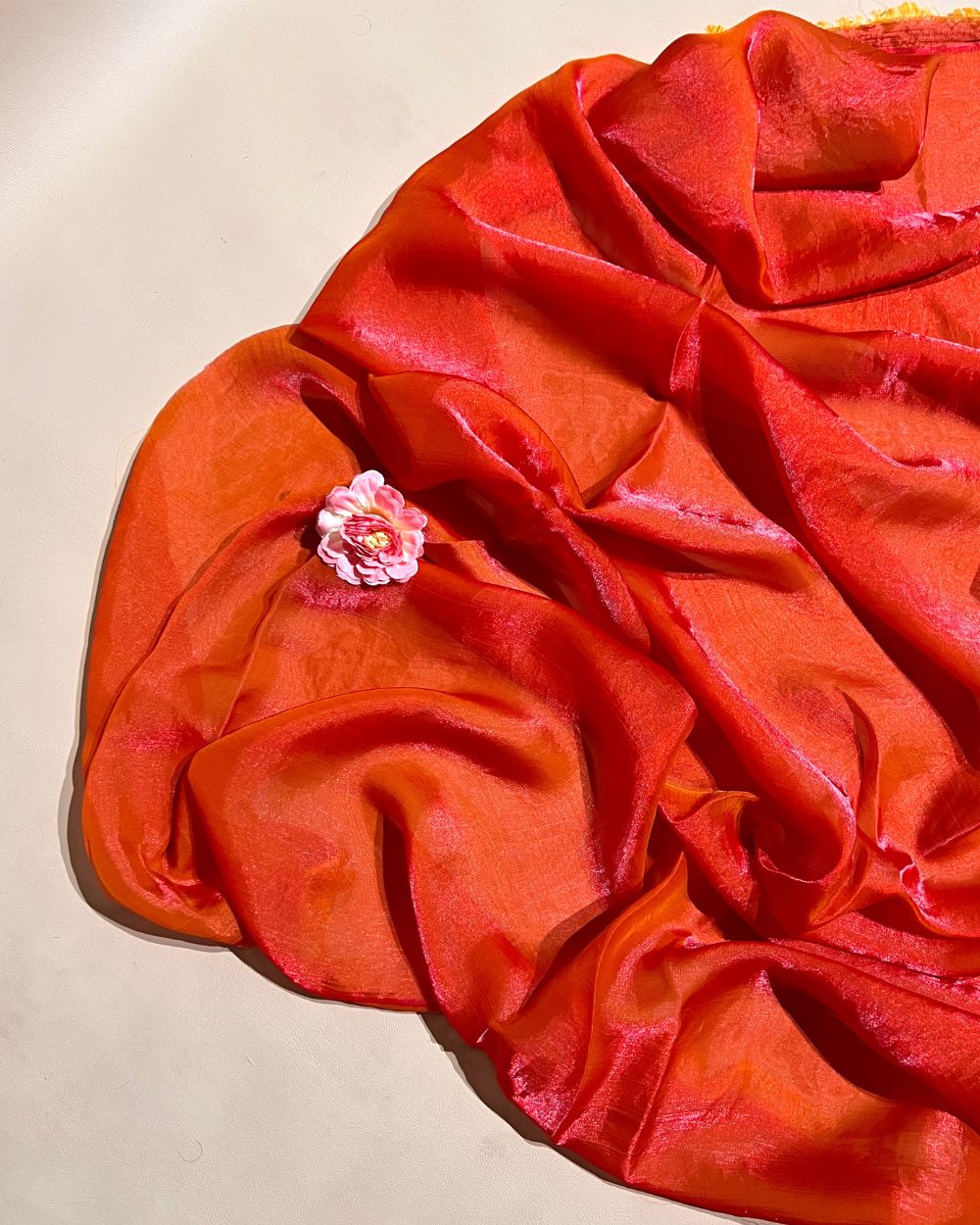 Plain Space Silk (Fendy Satin) Orange Colour 45 Inches Width