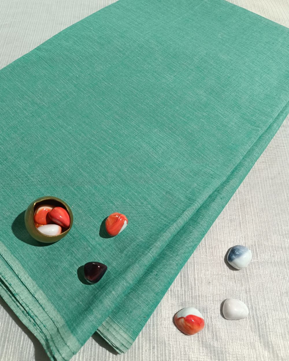 Plain Khadi Cotton Fabric Turquoise Green Colour 45 Inches Width