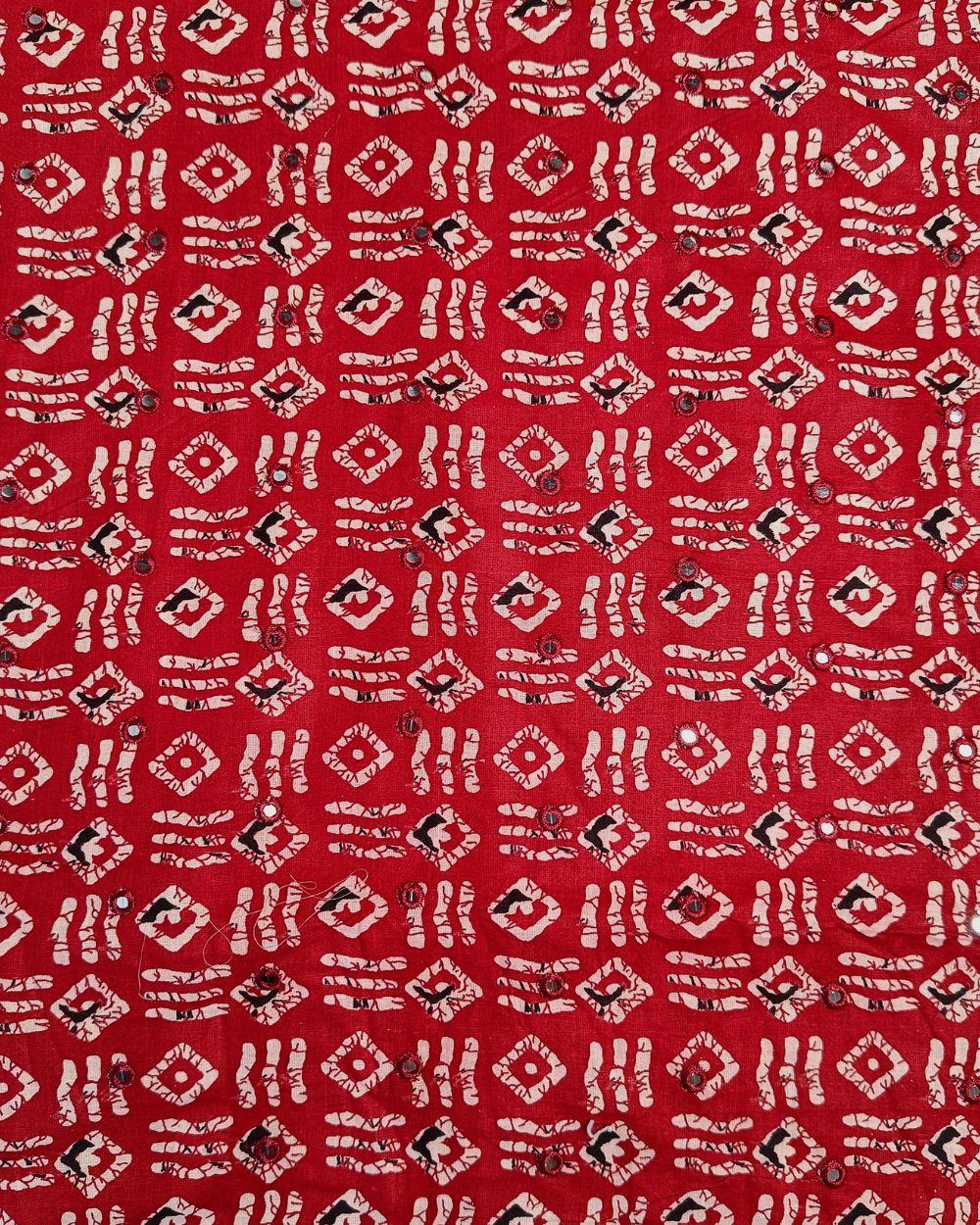 Cotton Abla Work Maroon Colour 42 Inches Width
